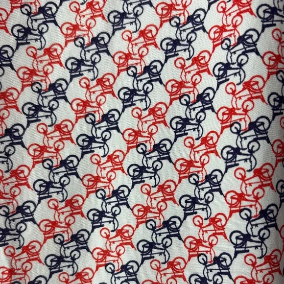 ❤️ Neiman Marcus Red Blue Bike Print Button Down Short Sleeve Shirt Men’s XXL ❤️ - Picture 3 of 16